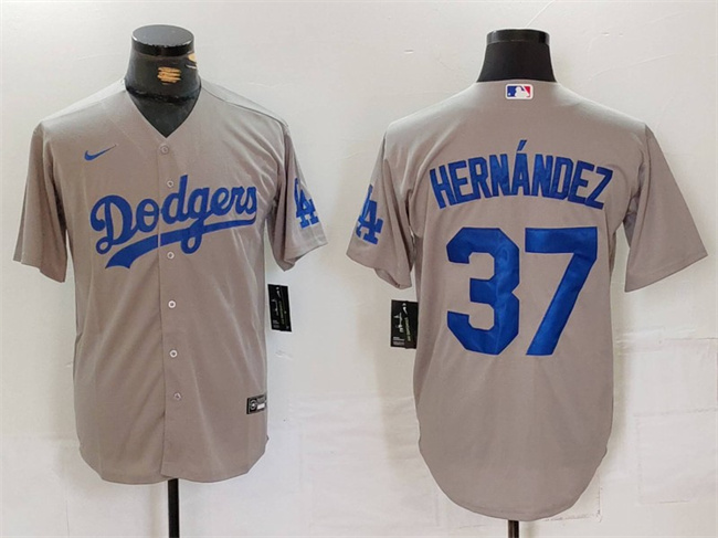 Los Angeles Dodgers #37 Teoscar Hern??ndez Gray Cool Base Stitched Jersey